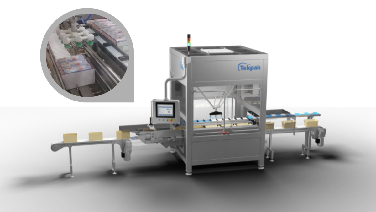 SRP loading packaging line for thermoformed trays automation system