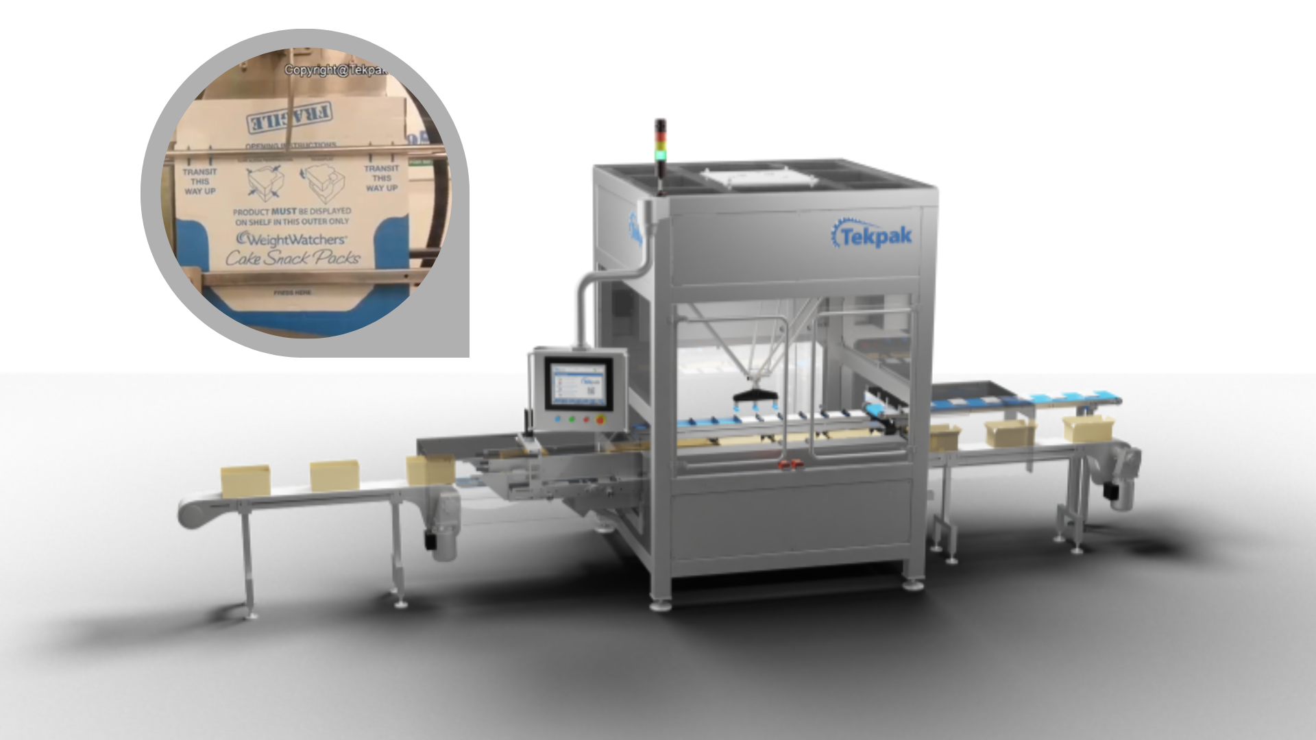 Lock type shelf ready packaging line automation system